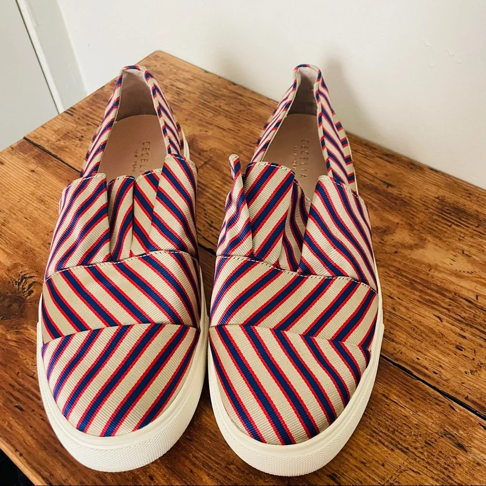 CECELIA New York Rooney Jacquard Striped Slip On Sneakers